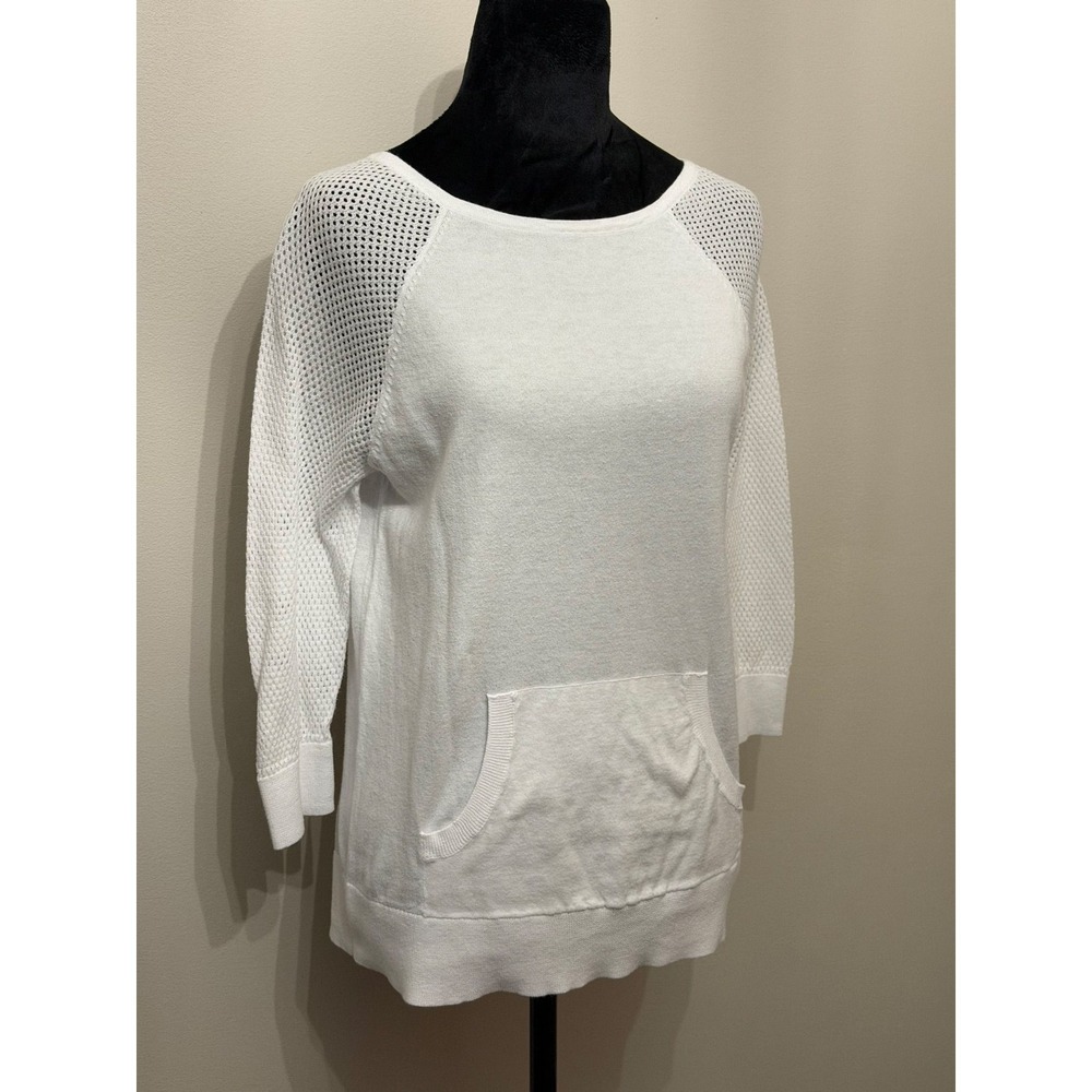 White Mesh Sleeve Kangaroo Pocket Sweater Chaps Size S